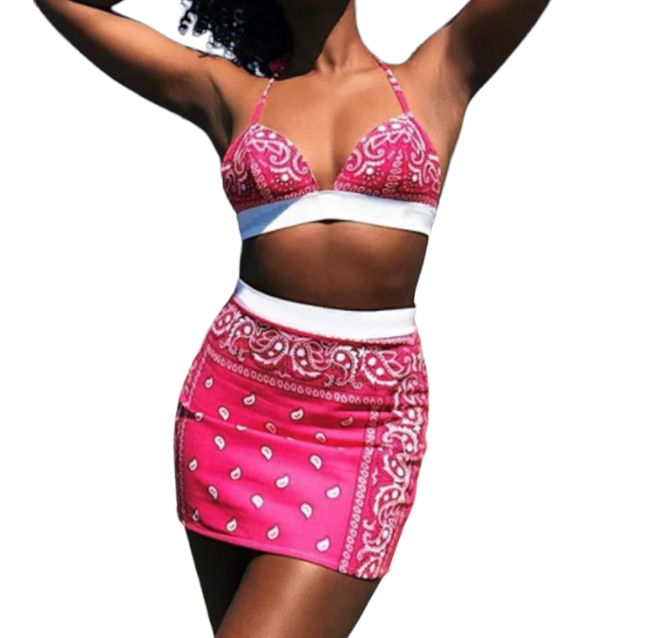 2pc bandana print skirt set