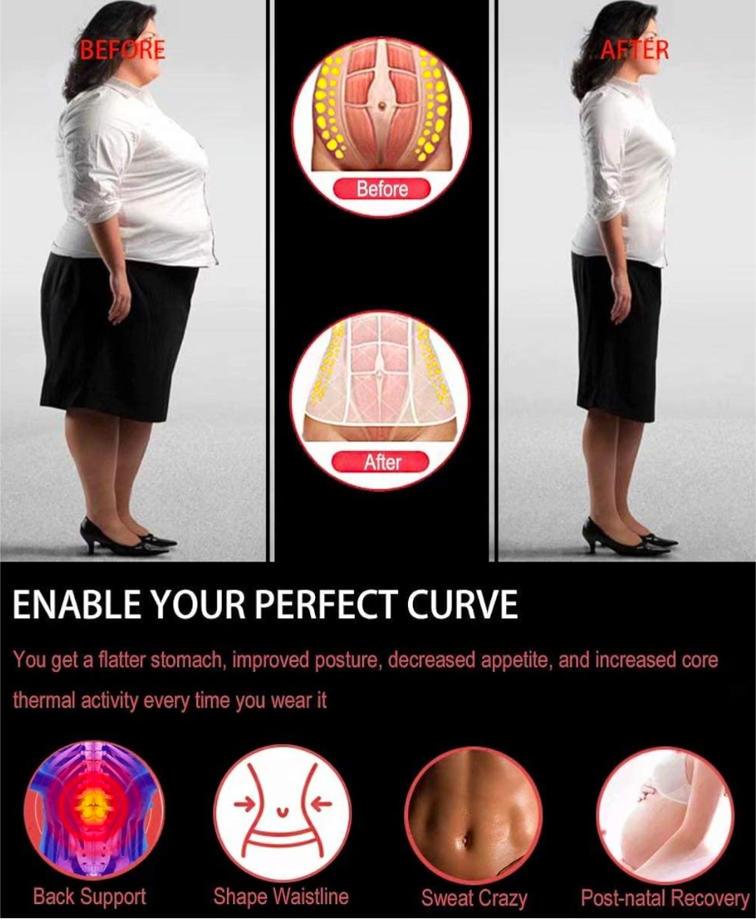 Hopelynn Neoprene sweat waist trainer for women.