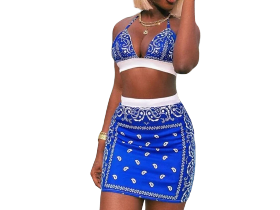2pc bandana print skirt set