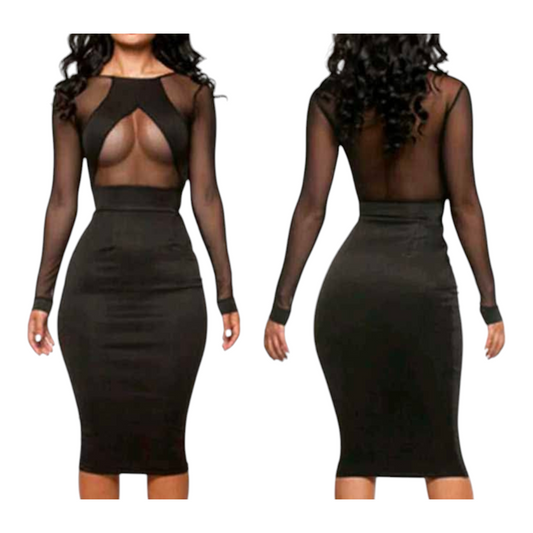 Mesh top bodycon dress
